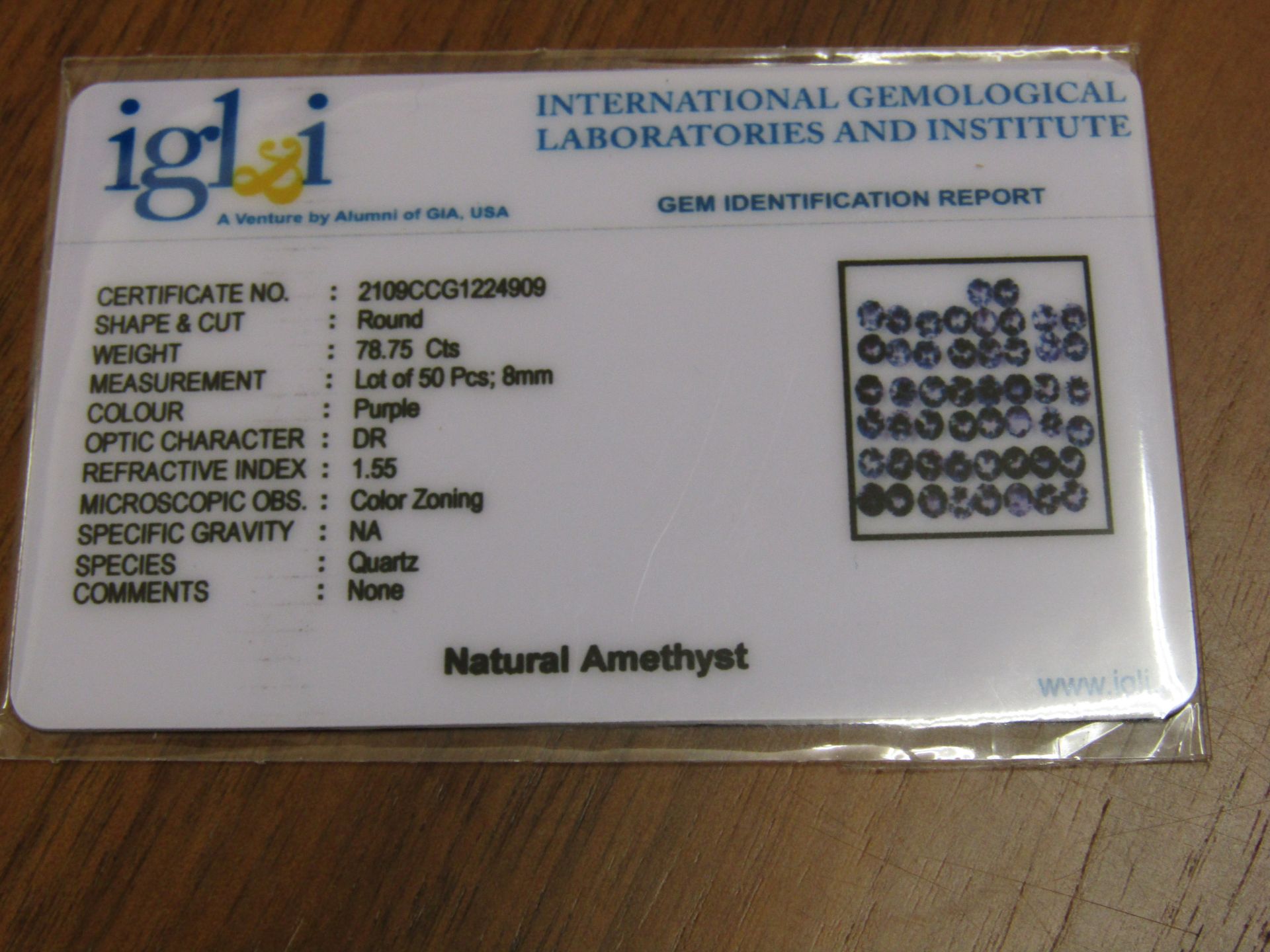 IGL&I Certified - Natural Brazilian Amethyst - 78.75 Carats - 50 Pieces - Checkerboard Diamond round - Image 2 of 2