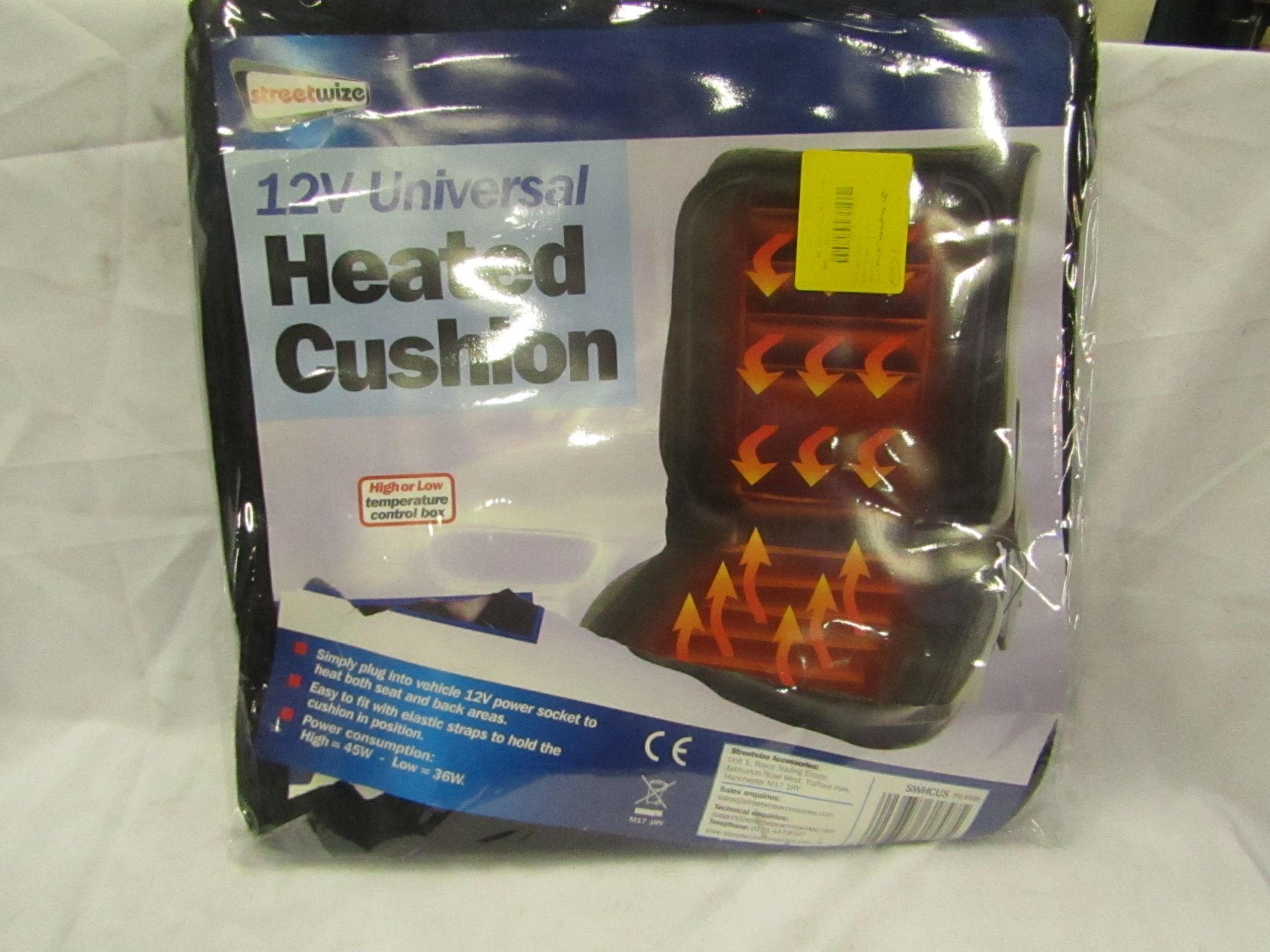 3x 12v Universal Heated Cushion, Unchecked & Packaged.