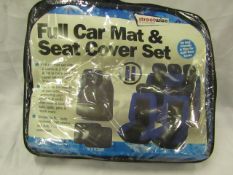 3x Items Being Streetwise, Full Car Mat & Seat Cover Set, 2x Blue & Black, 1x Red & Black, Unchecked
