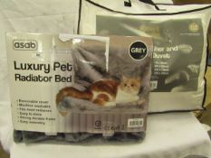 2x Items Being Albert Austin Duck Feather And Down Duvet, 1x Luxury Radiator Bed, Unchecked.