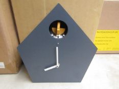 1 x Made.com Lark Cuckoo & Pendulum Wall Clock Charcoal Grey RRP £85 SKU MAD-AP-CLKLAR001GRY-UK