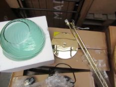 1 x Made.com Ilaria Floor Lamp Brass and Blue Glass RRP £99 SKU MAD-AP-FLPILA018BLU-UK TOTAL RRP £99