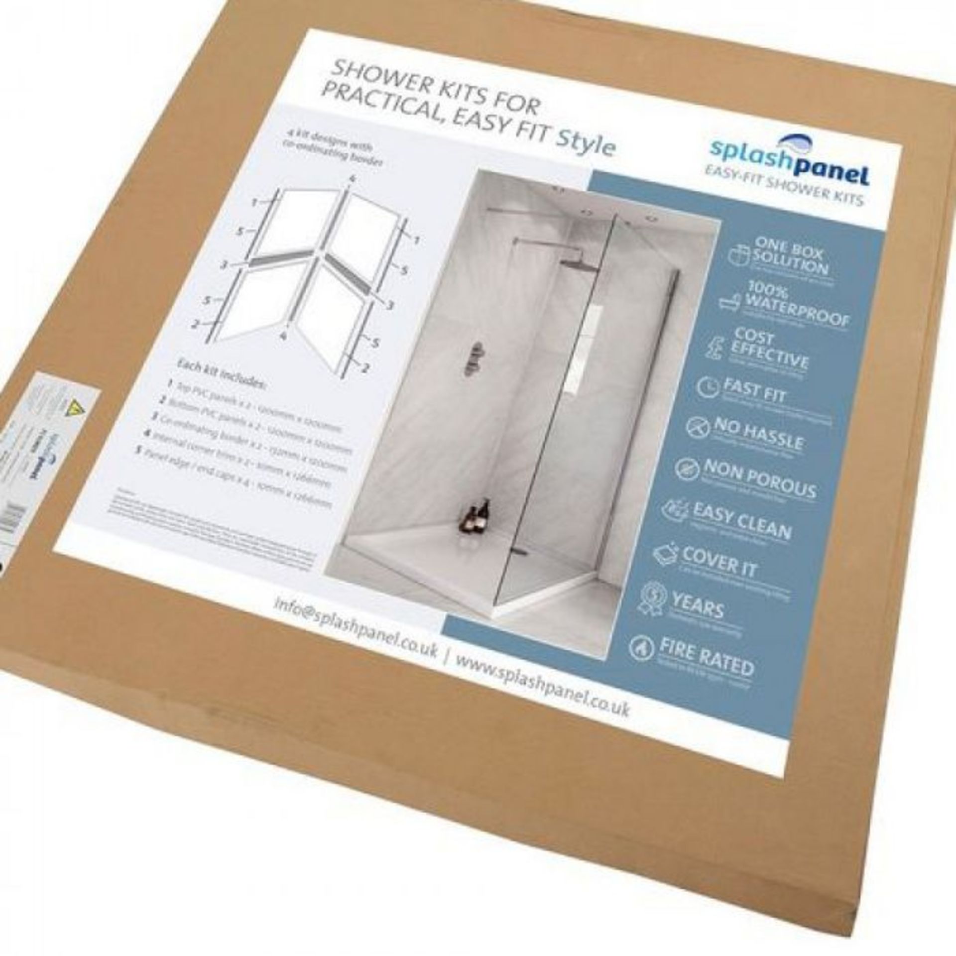 Pallet of 12x Classic Marble Splash Panel Shower kits, all brand new, RRP œ175 each please see