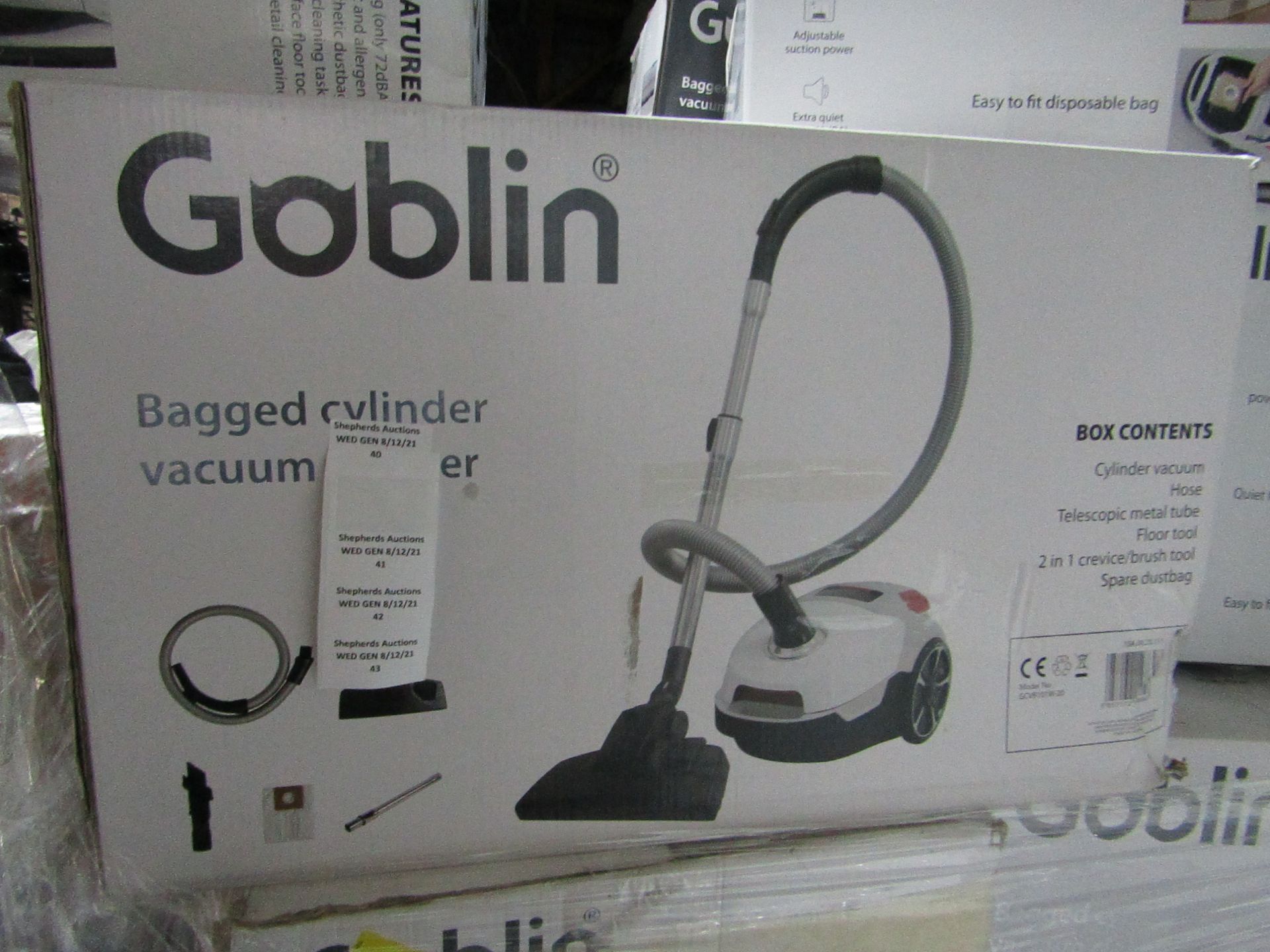 | 5X | GOBLIN BAGGED CYLINDER VACUUM | UNCHECKED & BOXED | NO ONLINE RESALE | RRP œ55 | TOTAL L0T