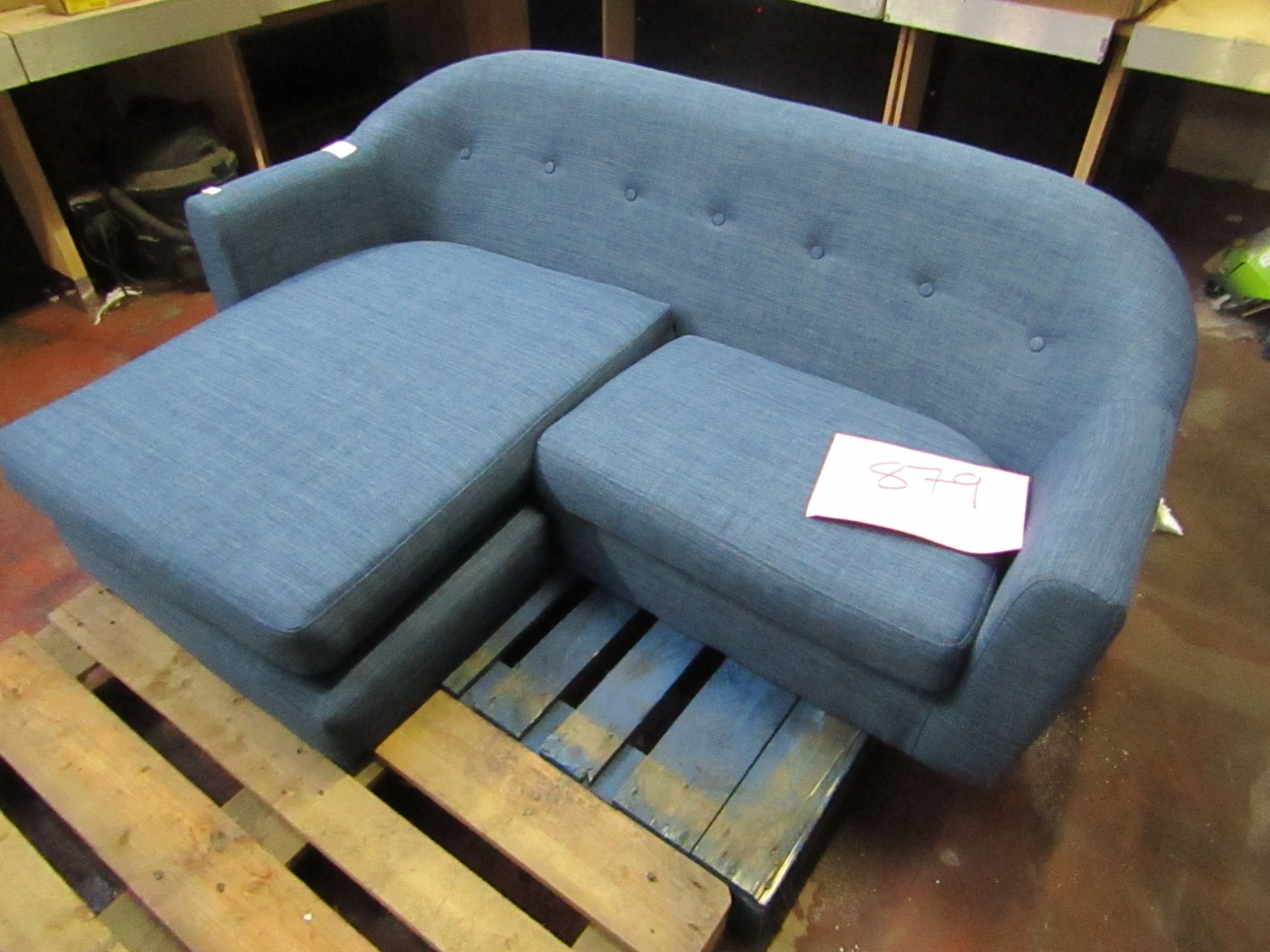 | 1X | MADE.COM LOTTIE COMPACT CHAISE END SOFA , HARBOUR BLUE FABRIC | LOOKS IN GOOD CONDITION