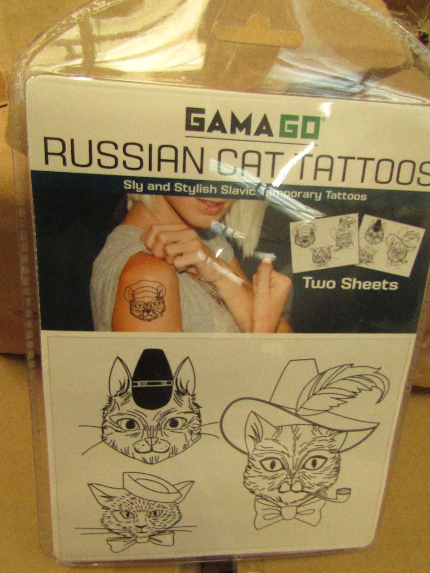 1x Box Of 168 Packs Of Gama Go Temporary Meat Tattoos, New & Boxed.