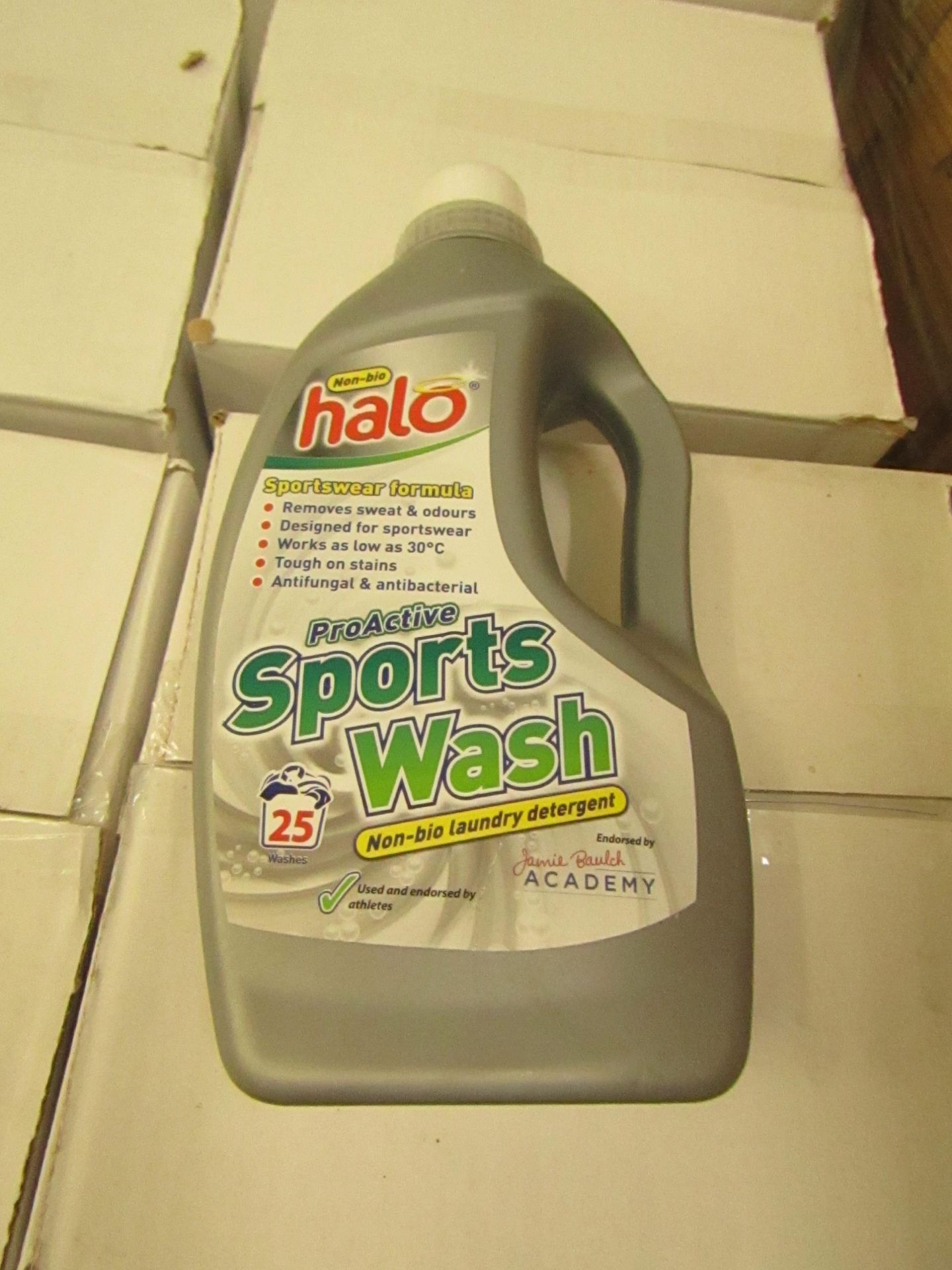 6x Halo - Non-Bio ProActive Sports Wash Laundry Detergent - 1 Litre Bottles - Unused & Boxed.