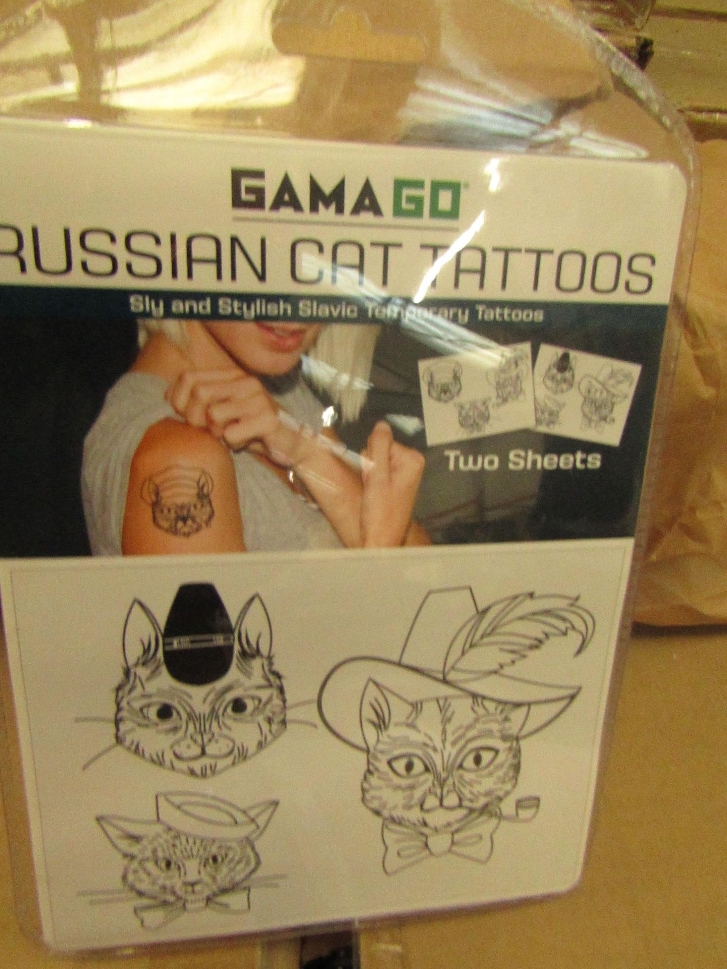 1x Box Of 168 Packs Of Gama Go Temporary Meat Tattoos, New & Boxed.