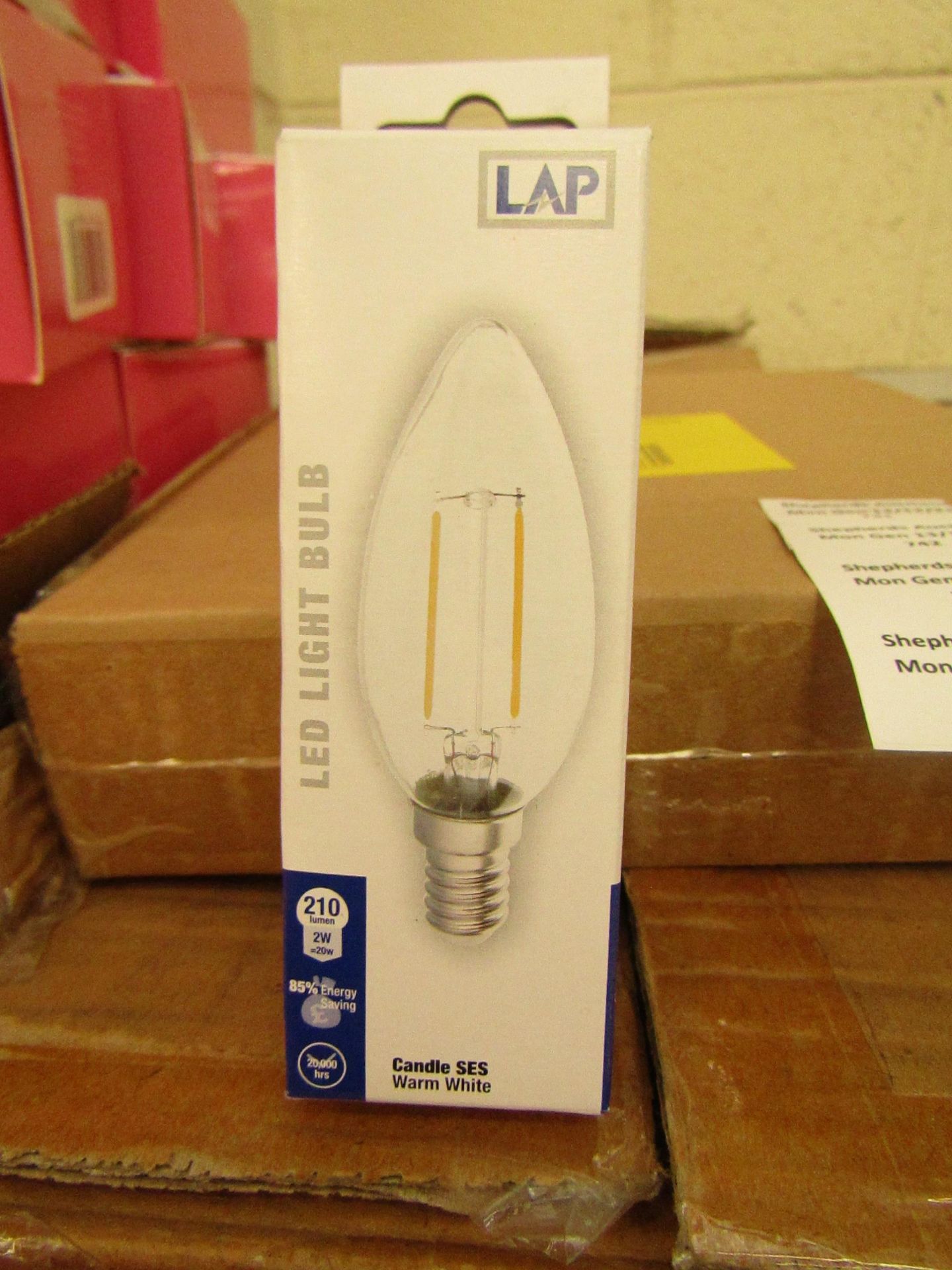 10x LED Filament C37 E14 2700K Light Bulbs - Unchecked & Boxed.