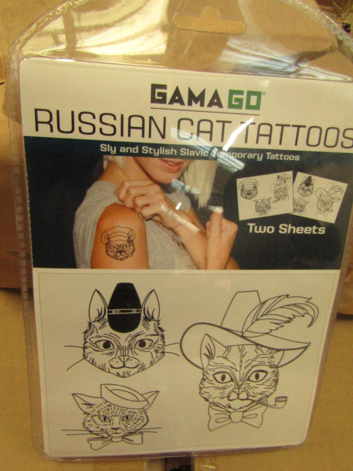 1x Box Of 168 Packs Of Gama Go Temporary Meat Tattoos, New & Boxed.