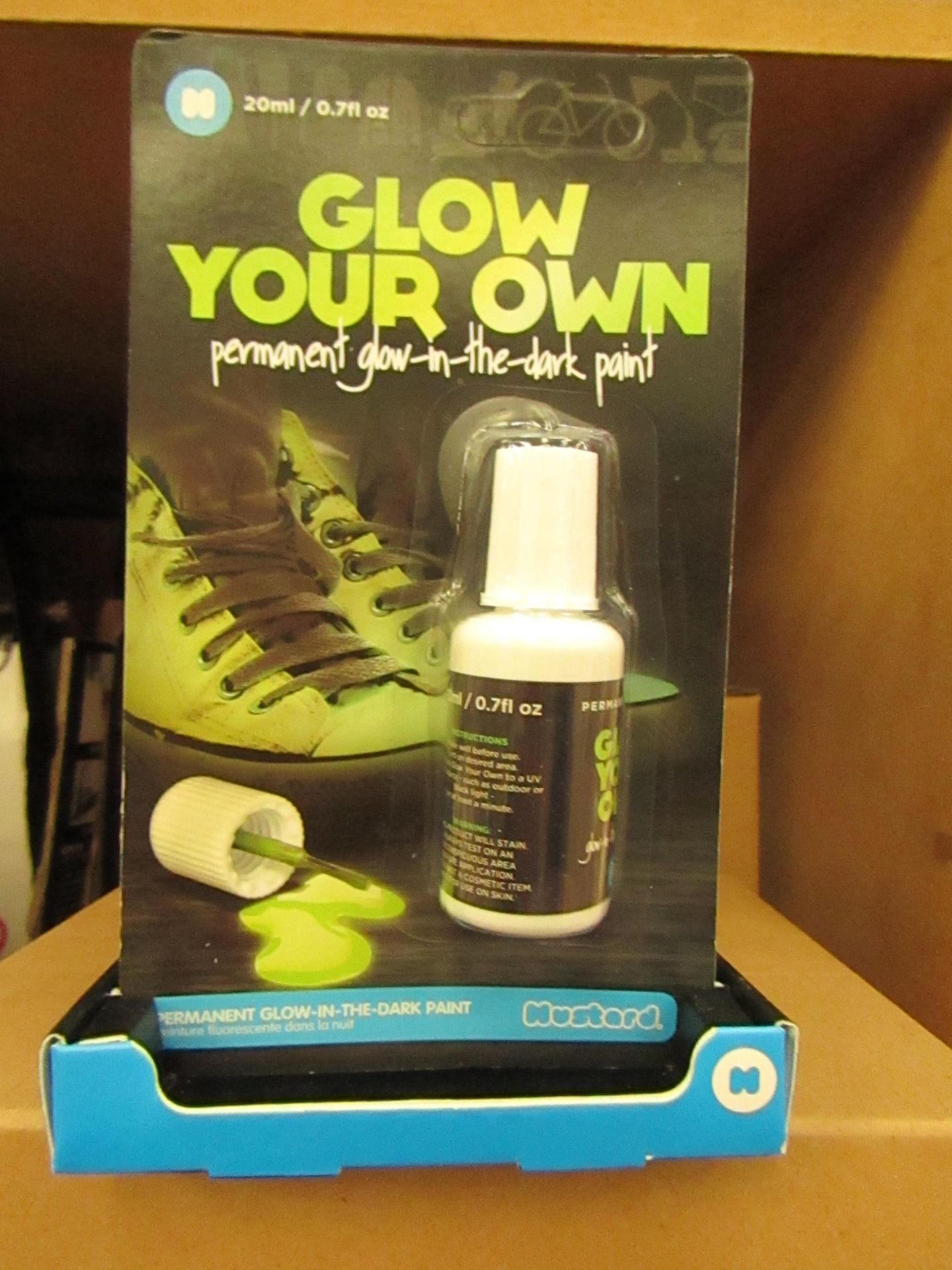 Box of 6 Mustard - Glow Your Own (Permanent Glow-in-the Dark Paint - New & Boxed.