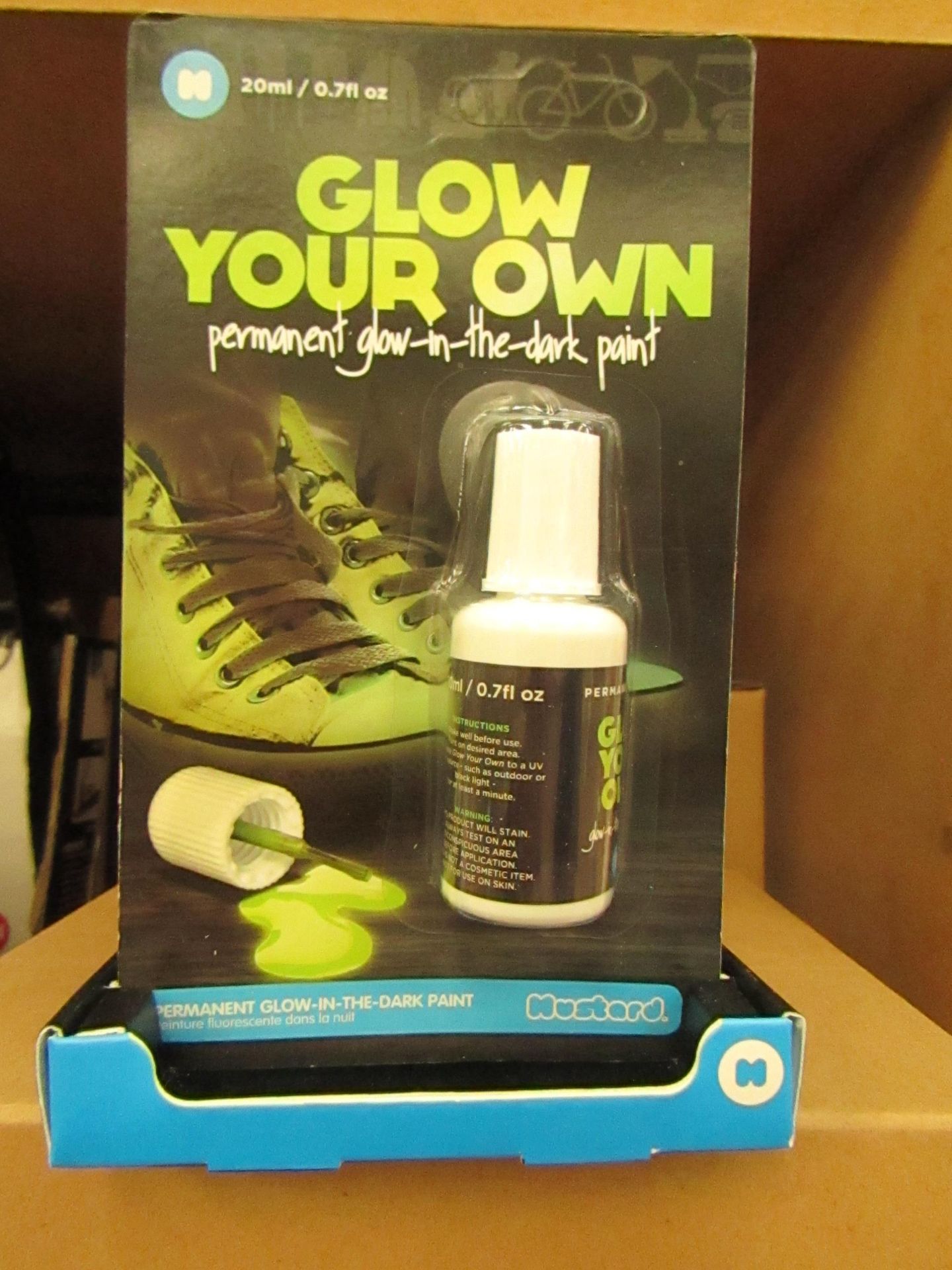 Box of 6 Mustard - Glow Your Own (Permanent Glow-in-the Dark Paint - New & Boxed.