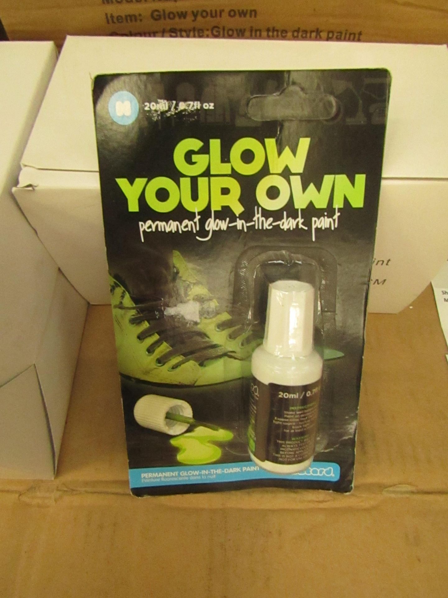 2x Boxes of 6 Mustard - Glow Your Own (Permanent Glow-in-the Dark Paint - New & Boxed.