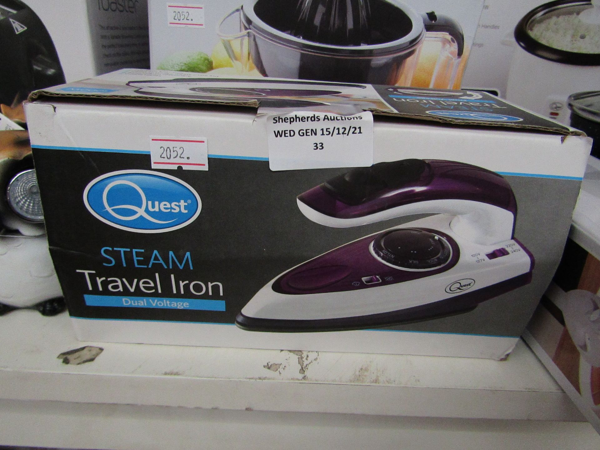 Quest - Steam Travel Iron Dual Voltage - Untested & Boxed.