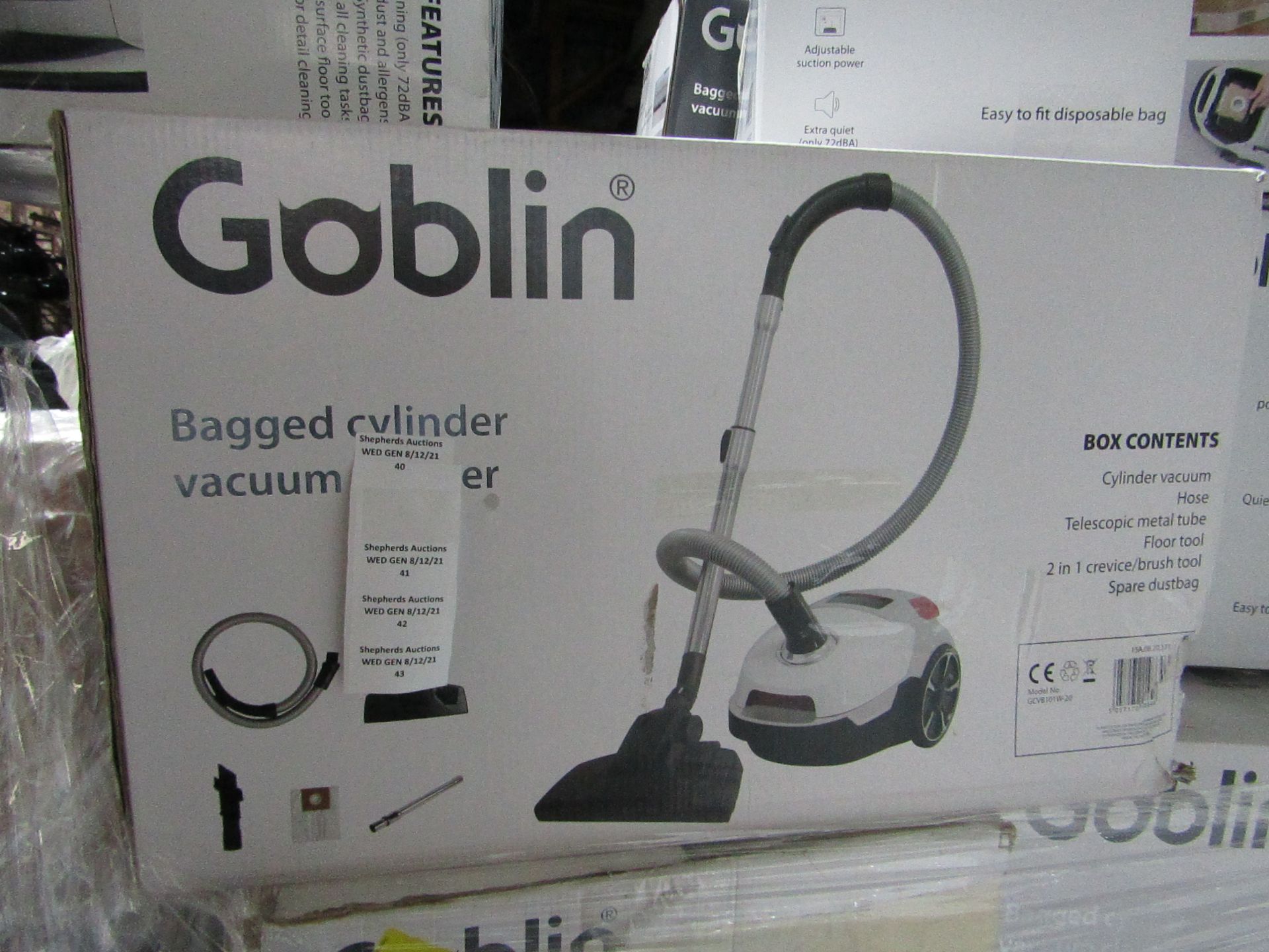 | 5X | GOBLIN BAGGED CYLINDER VACUUM | UNCHECKED & BOXED | NO ONLINE RESALE | RRP ?55 | TOTAL L0T