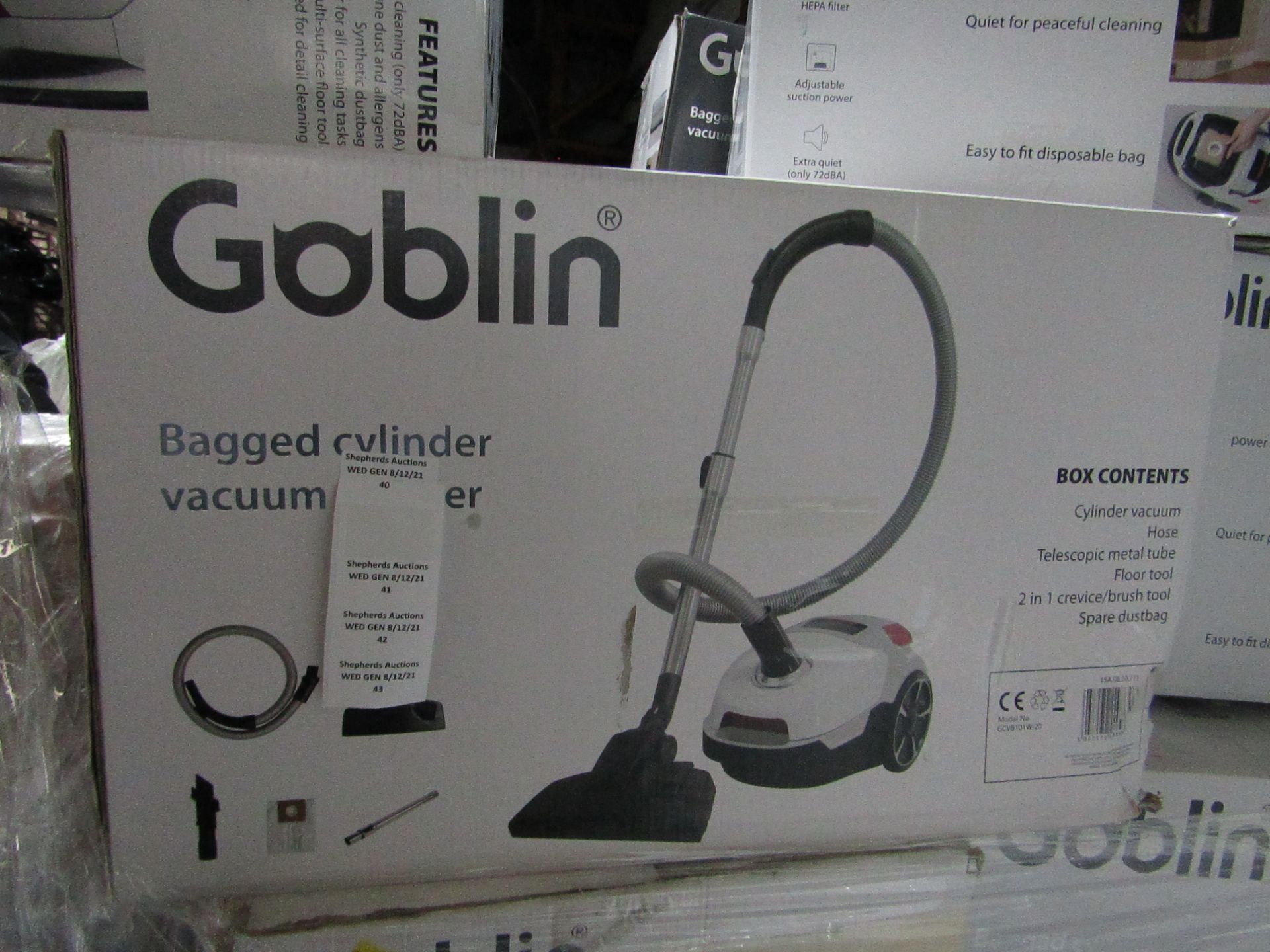 | 5X | GOBLIN BAGGED CYLINDER VACUUM | UNCHECKED & BOXED | NO ONLINE RESALE | RRP ?55 | TOTAL L0T