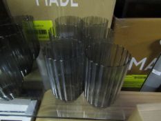 1 x Made.com Hollie Set of 6 Ribbed Highballs Smoked Glass RRP œ39 SKU MAD-AP-DWRIVD001GRY-UK