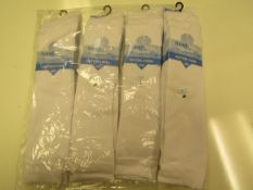 12 X Pairs of Ladies Knee High Socks White Size 4-7 New & Packaged