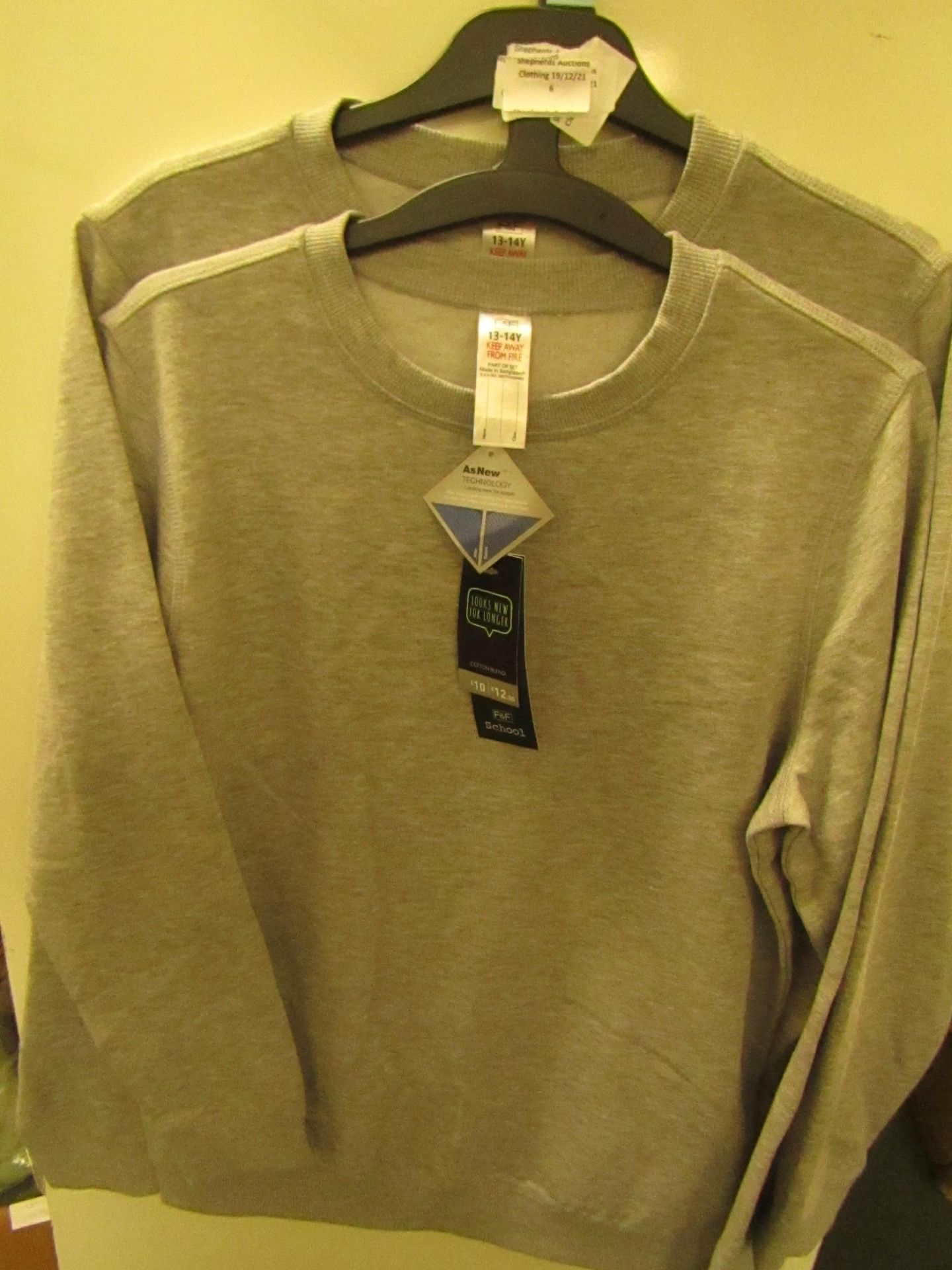 2 X Primark Sweatshirts Grey Aged 14-15 yrs New With Tags