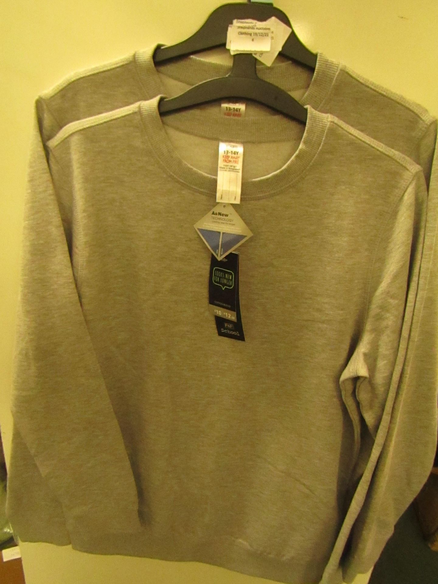 2 X Primark Sweatshirts Grey Aged 14-15 yrs New With Tags