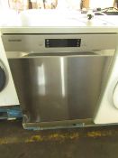 Samsung DW60M5050FS freestanding dishwasher, powers on but we have not connected it to water or
