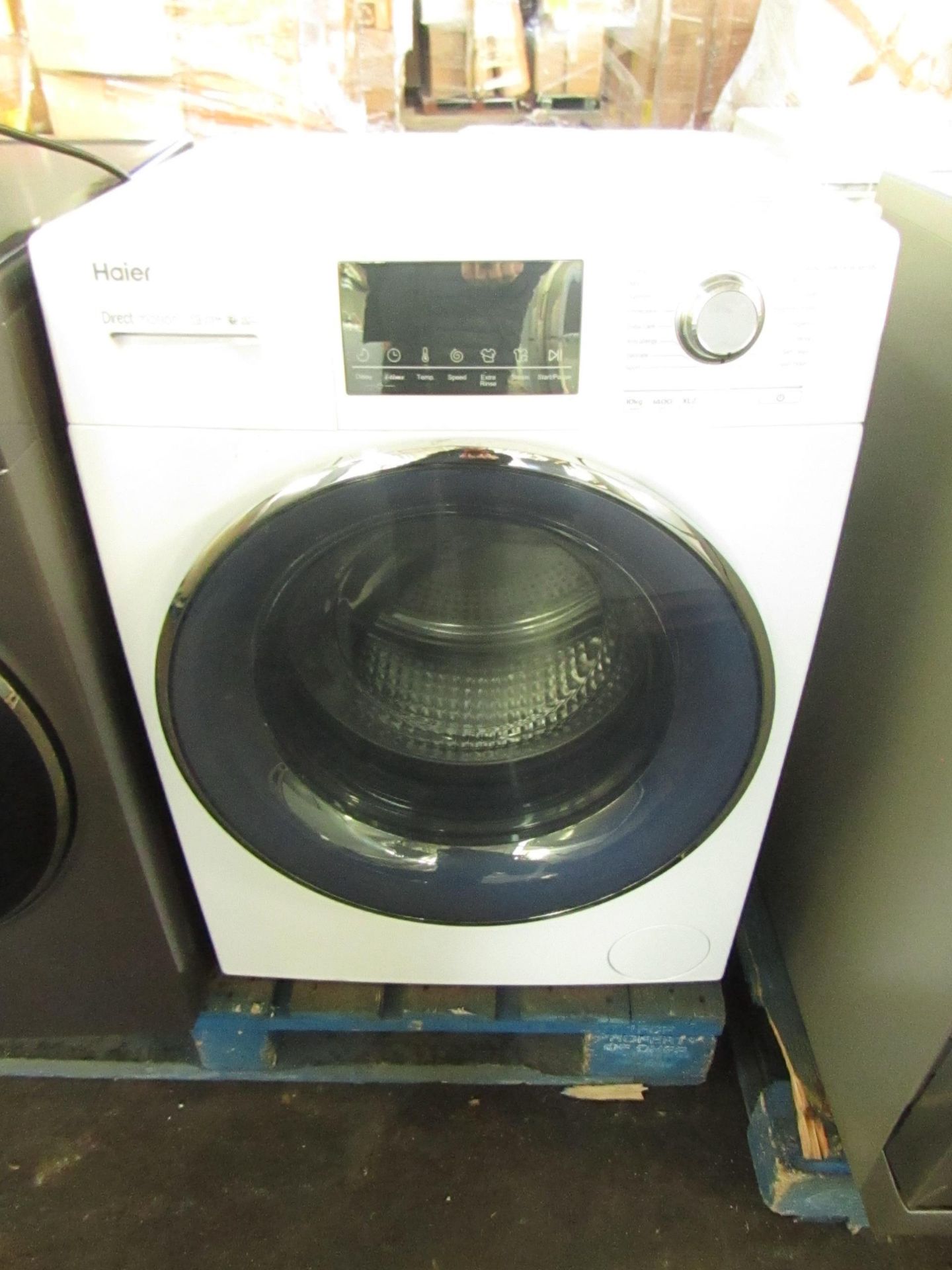 Haier HW100-814876N 10KG washing machine, Powers on and Spins, we have not checked this any