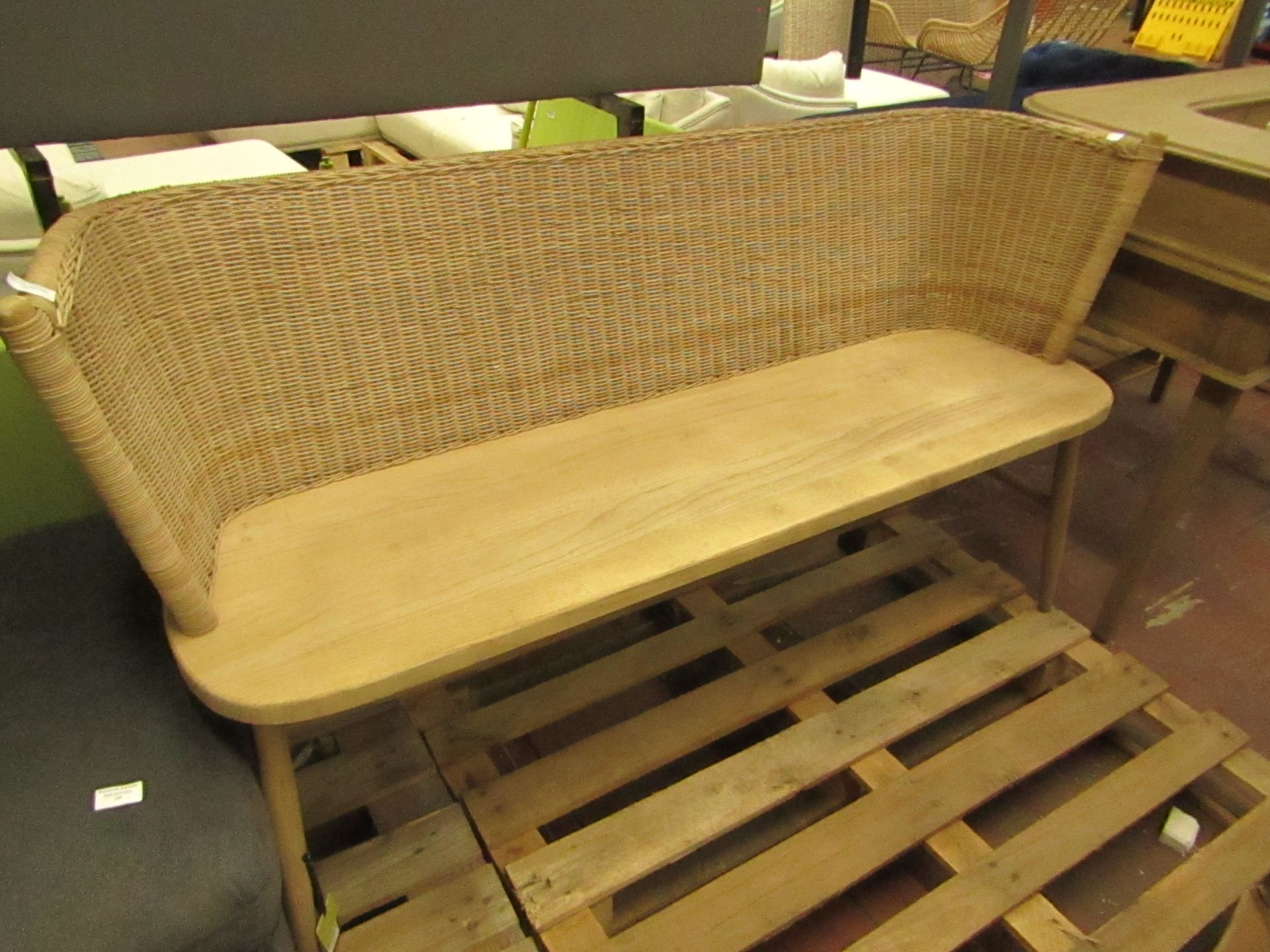 1 x Oka Taino Bench Natural Wooden Rustic Woven RRP £415.00 SKU OKA-9UBH012PGNTL-0-BER TOTAL RRP £