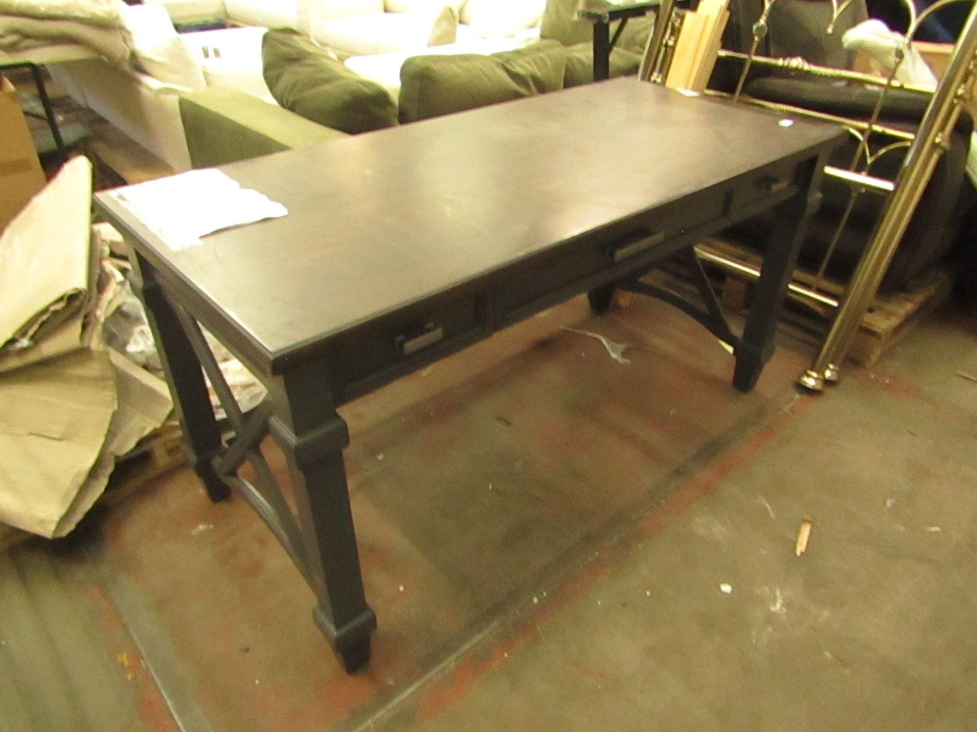 | 1X | COSTCO DESK WITH DRAWERS BLACK & BROWN | ITEM HAS SCRATCHES ON THE TOP OF THE UNIT, VIEWING