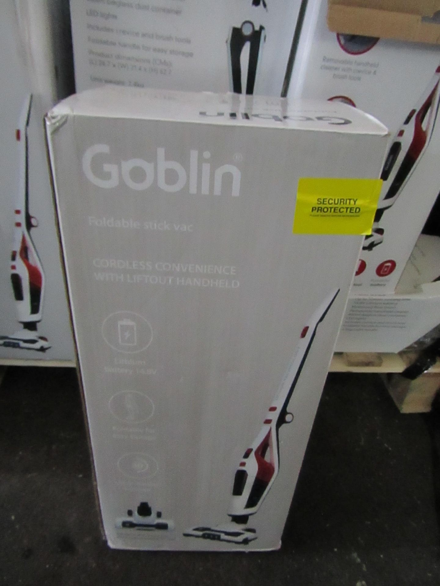 | 5X | GOBLIN FOLDABLE STICK VACUUM | UNCHECKED & BOXED | NO ONLINE RESALE | RRP ?59 | TOTAL LOT RRP