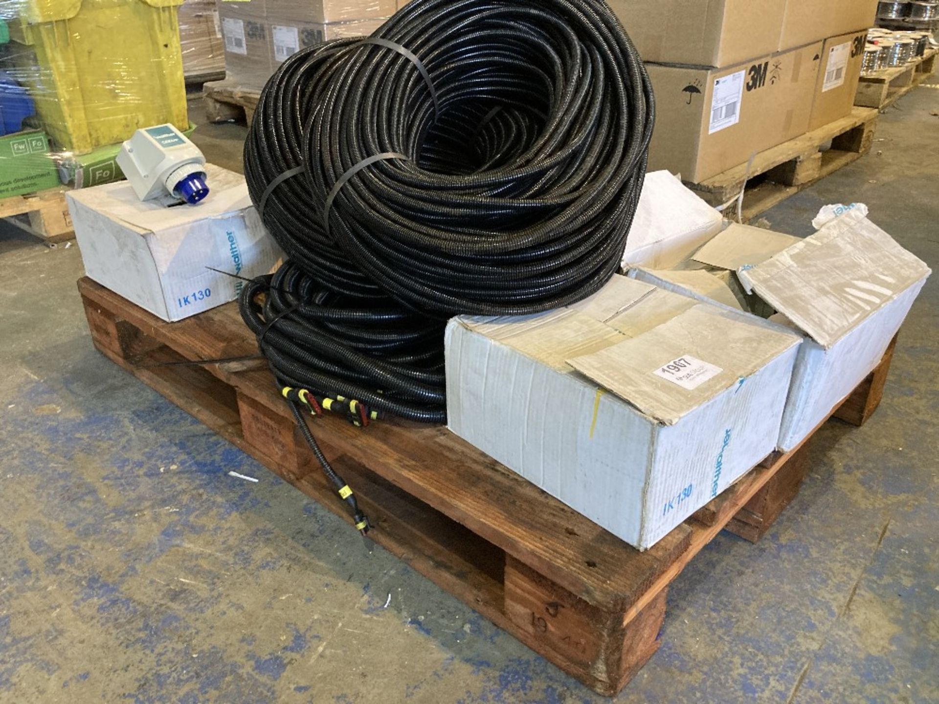 Quantity of electrical wire ducting and Walther CEEtyp 3 pin sockets