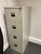 (1) Steel filing cabinet & (2) Wooden tables