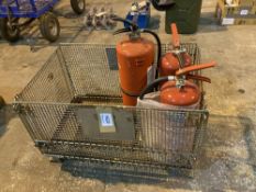 Metal Cage containing (3) Fire Extinguishers