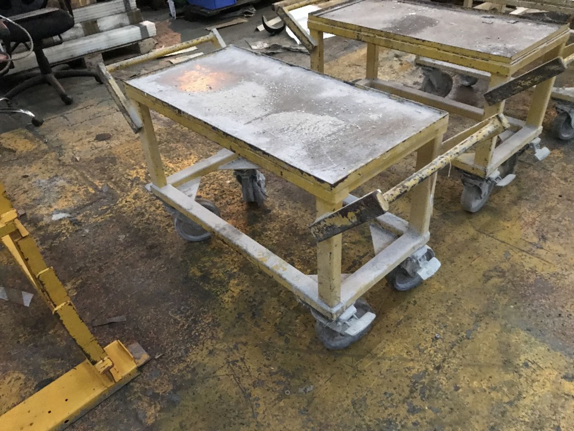 Yellow steel fabricated product trolley on casters - Image 2 of 3