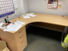 (4) Workstation Desks, Pedestals & Cupboard