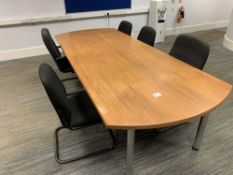 Large wooden meeting room table with (7) chairs