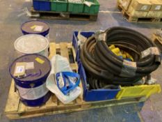 Quantity of Mixed Fixtures & Fittings with (3) Buckets of Fuchs Grease & Quantity of Ratchet Straps
