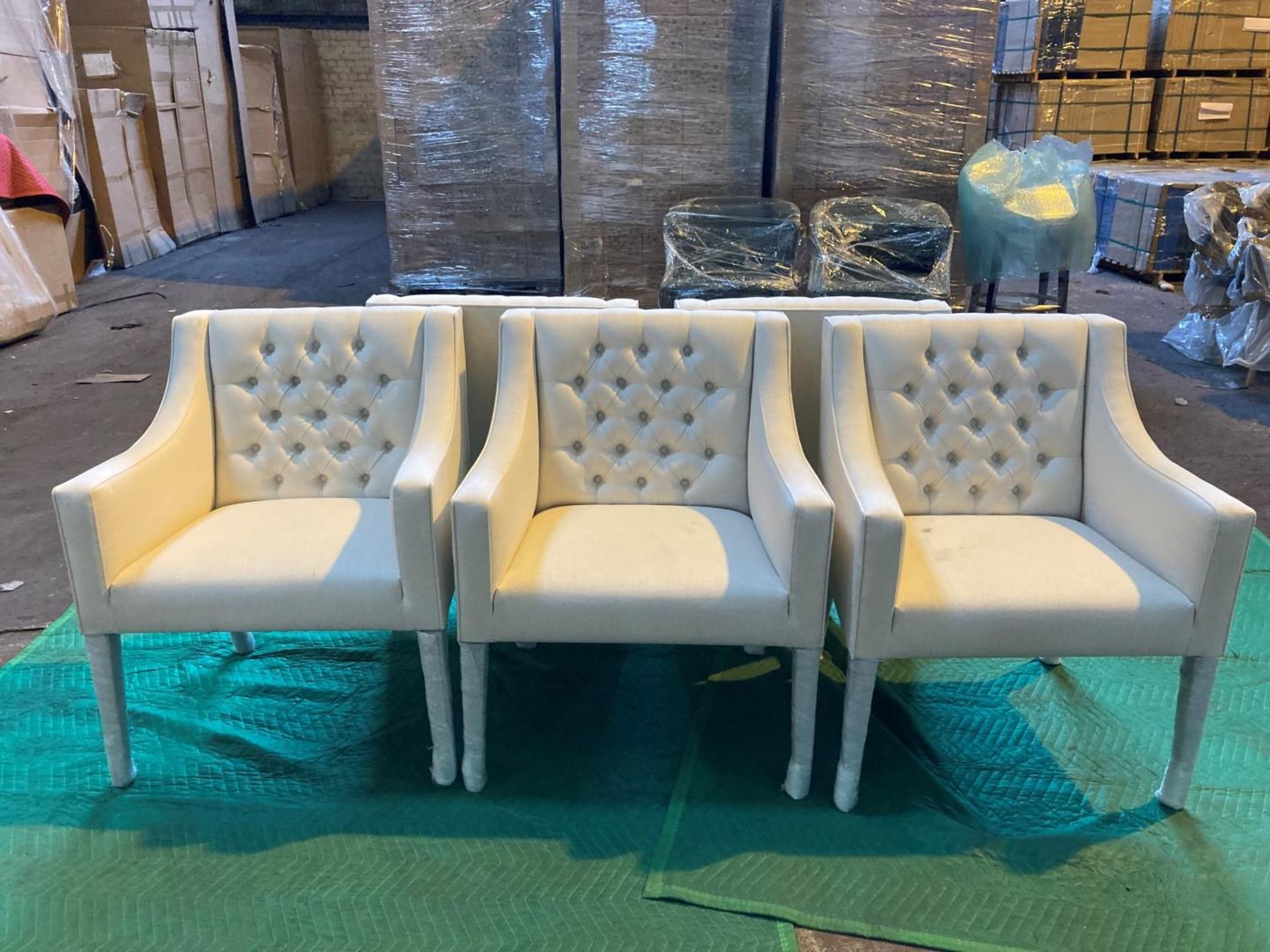 (5) White upholstered dining chair