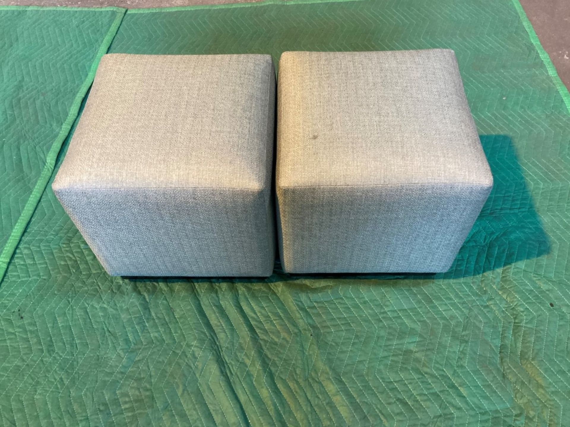 (2) Grey upholstered cube shaped stools - Image 2 of 3