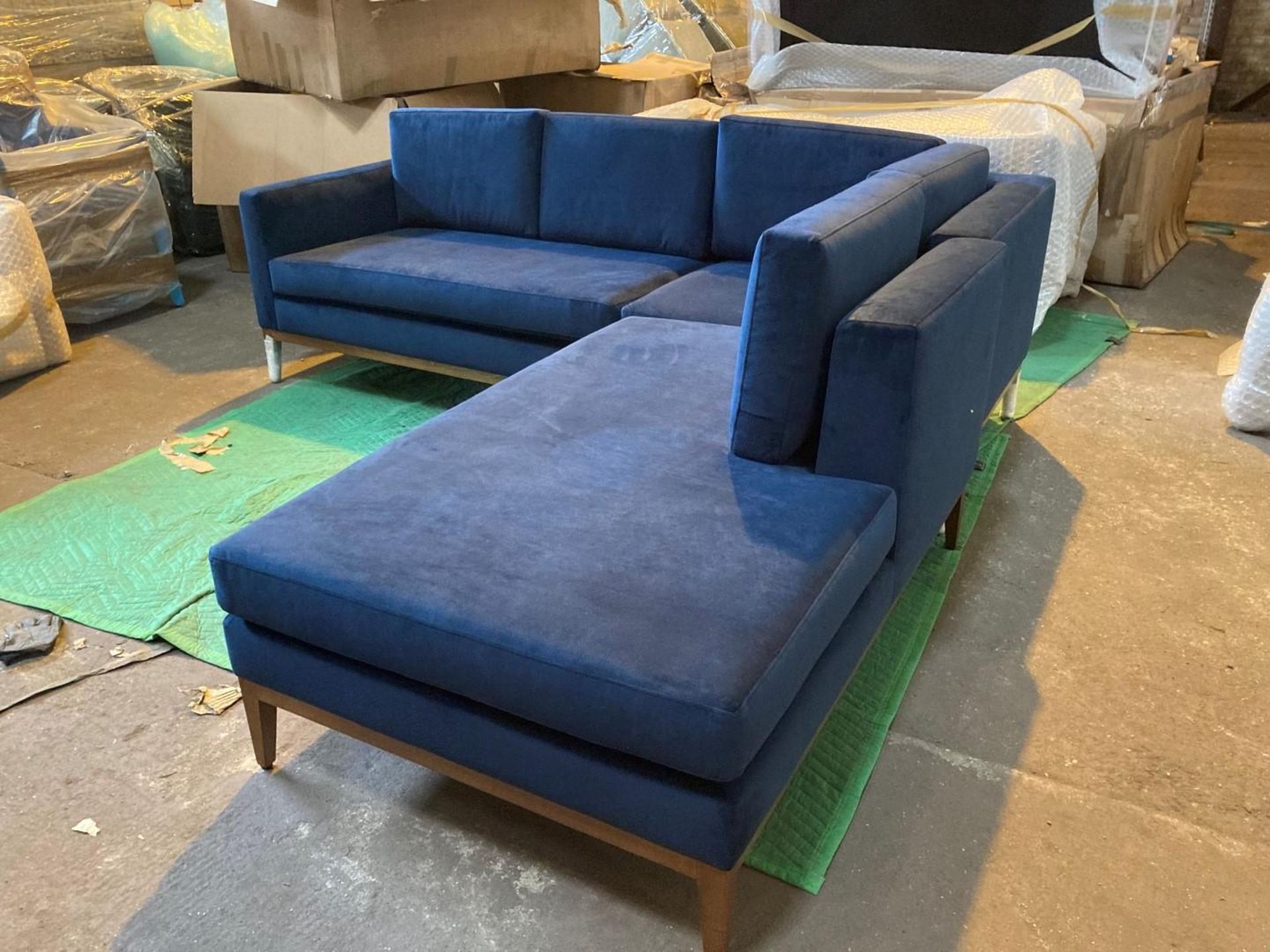 Plush indigo 'Karlsson' 3 piece corner sofa - Image 5 of 7