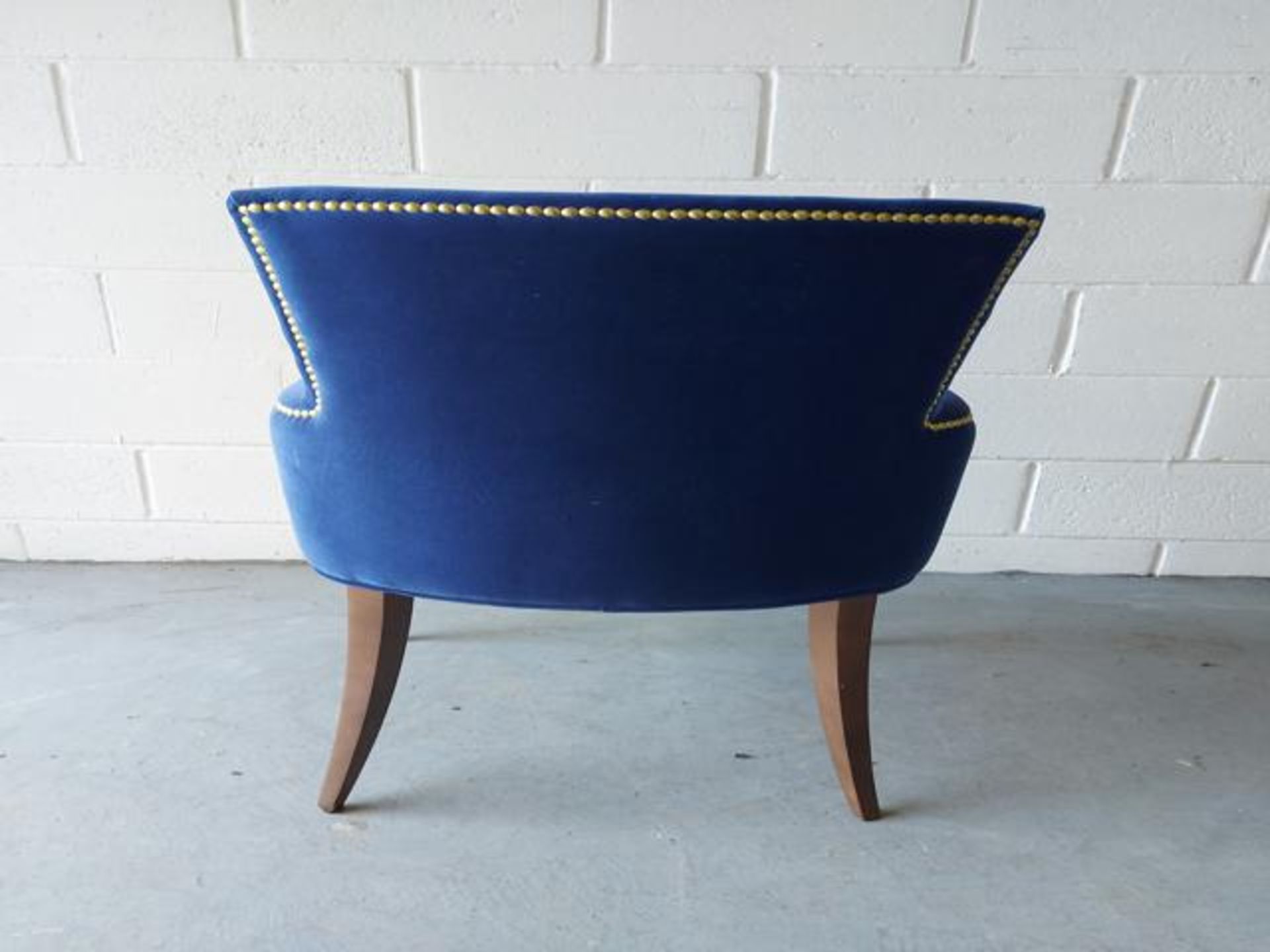 Blue bespoke bead trimmed dining chair - Image 2 of 4