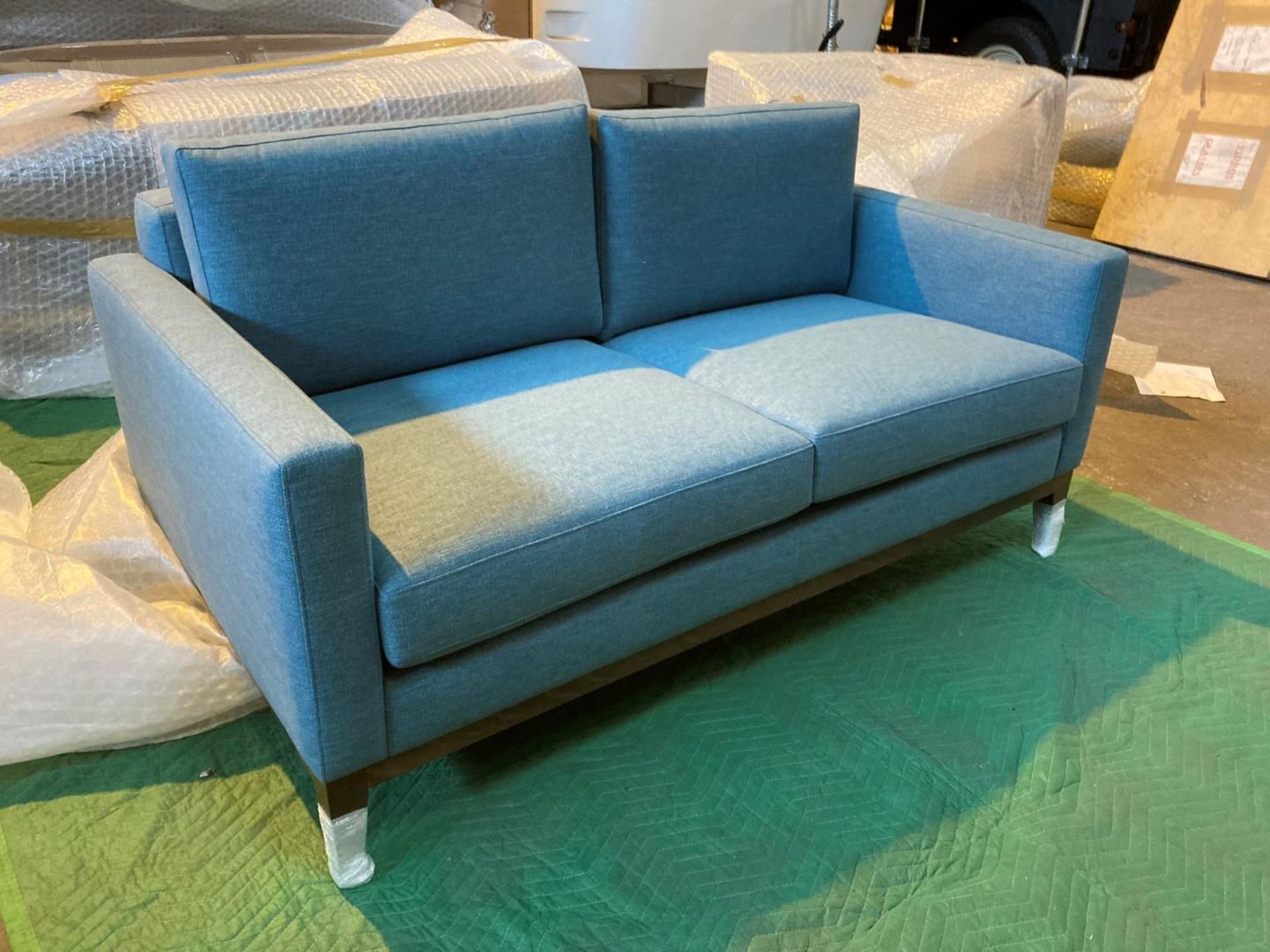 Light blue upholstered 2 seater sofa - Image 5 of 5