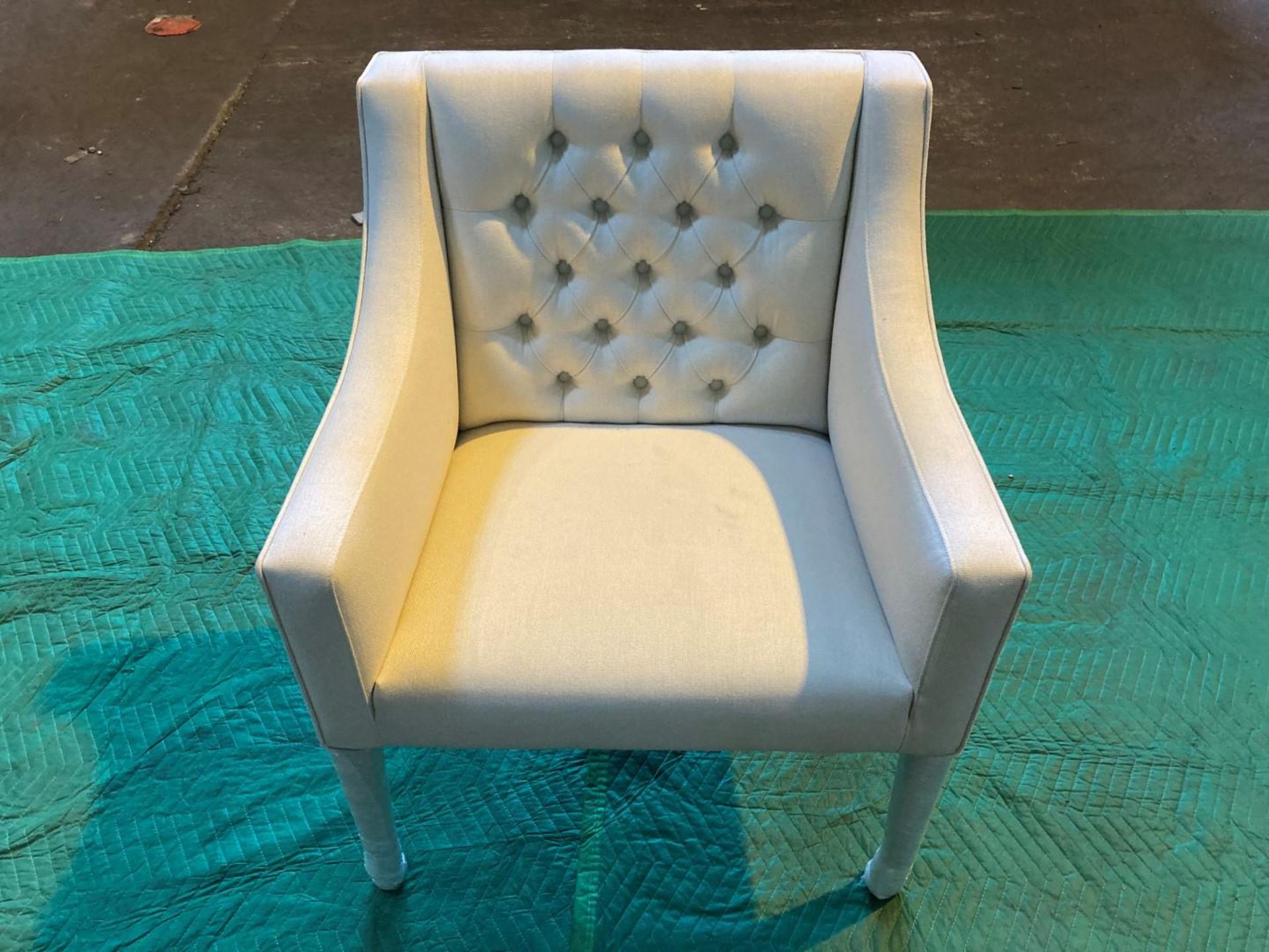 (5) White upholstered dining chair - Image 4 of 9