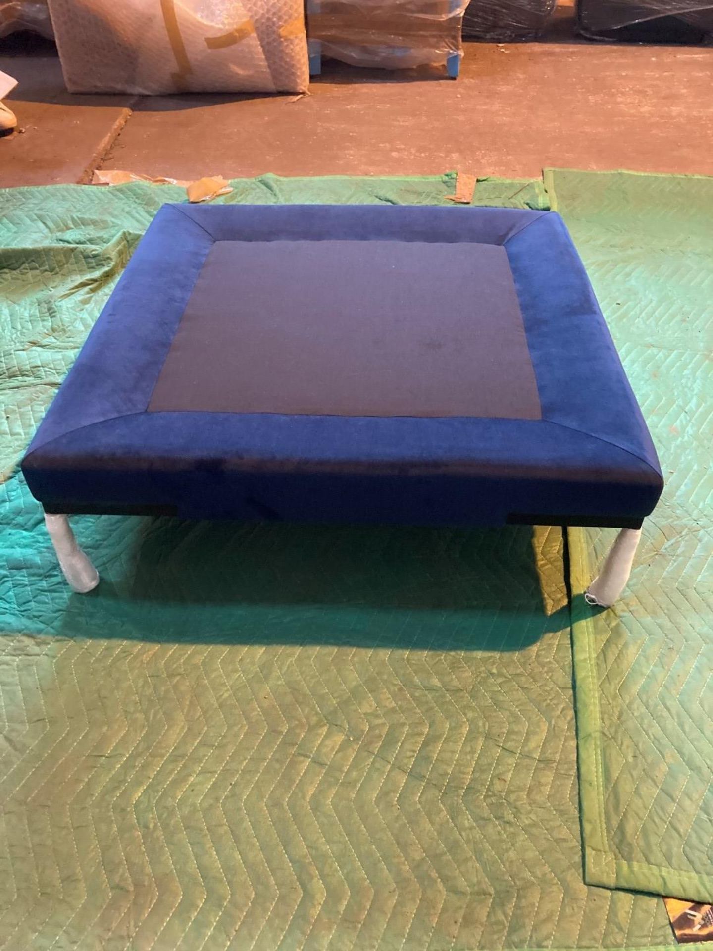 Plush indigo ottoman footstool - Image 4 of 4