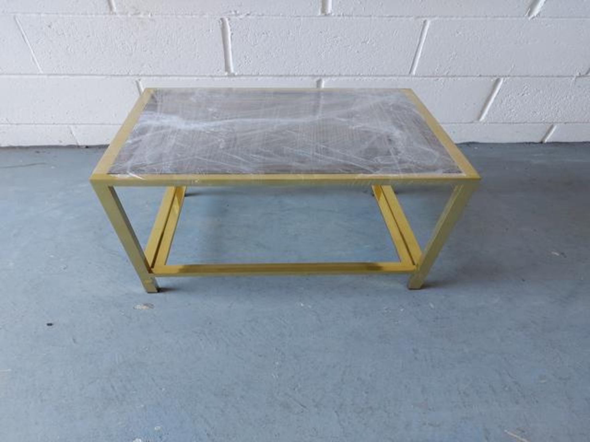 Gold frame glass topped table