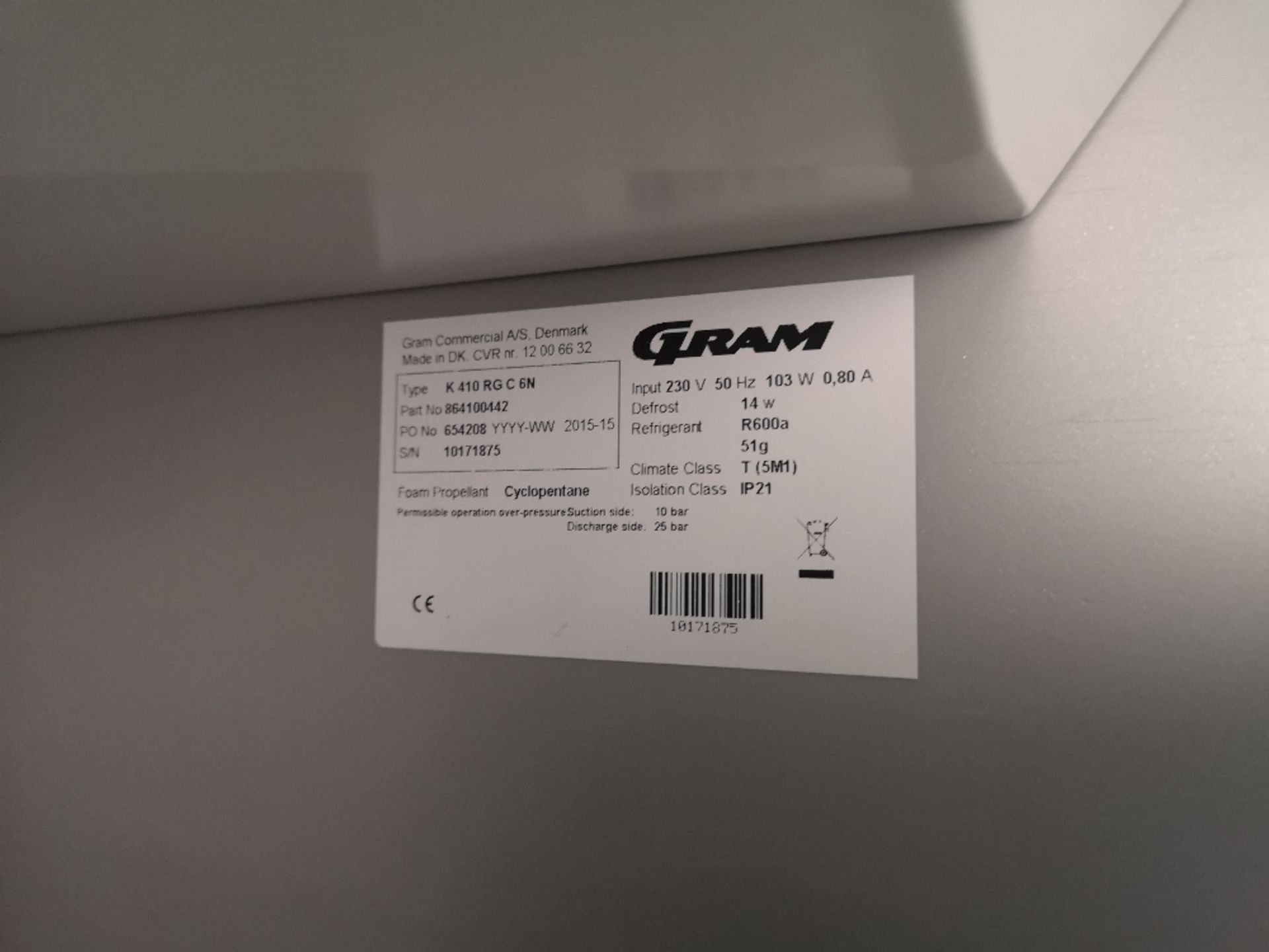 Gram K410 Upright Stainless Steel Fridge - Image 4 of 4