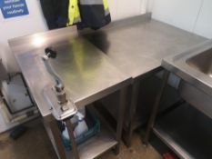 (2) Stainless Steel Fill In Preparation Tables with Commercial Tin Opener