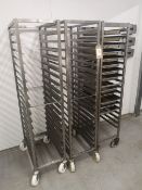(3) Stainless Steel Eighteen Slot Baking Tray Trolleys & Gastronorm Trays