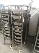 (4) Stainless Steel Nineteen Slot Baking Tray Trolleys & Gastronorm Trays