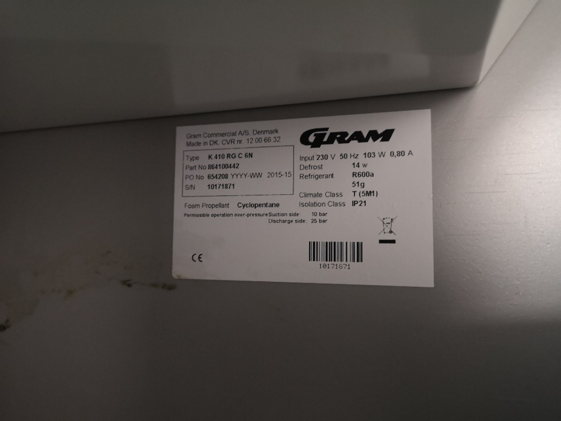 Gram K410 Upright Stainless Steel Fridge - Image 4 of 4