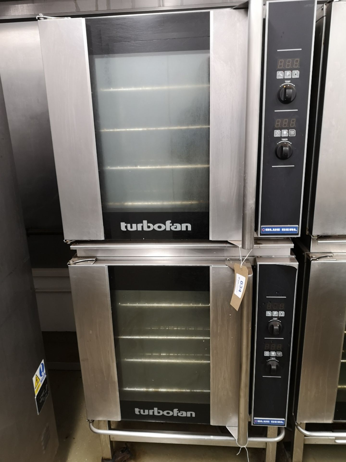 (2) Blue Seal Turbofan E32D4 166 Litre Four Tray Convection Ovens